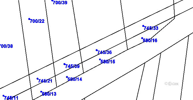 Parcela st. 745/36 v KÚ Obora u Maršova, Katastrální mapa