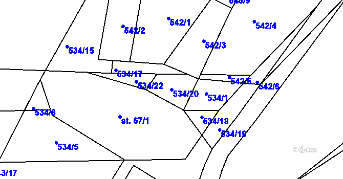 Parcela st. 534/20 v KÚ Obora u Maršova, Katastrální mapa