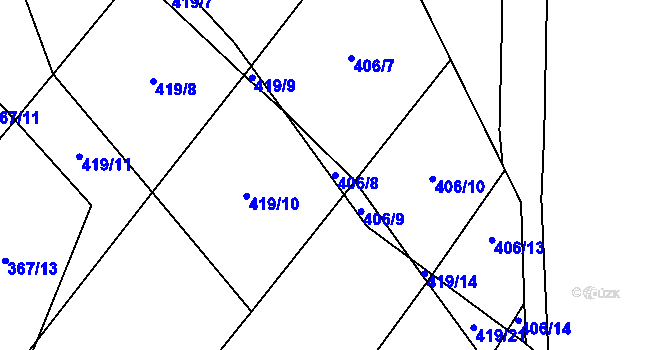 Parcela st. 406/8 v KÚ Zhoř u Tábora, Katastrální mapa