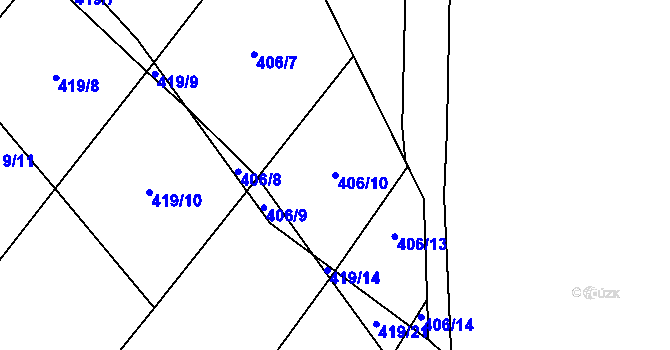Parcela st. 406/10 v KÚ Zhoř u Tábora, Katastrální mapa