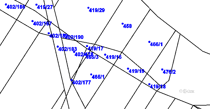 Parcela st. 419/16 v KÚ Zhoř u Tábora, Katastrální mapa