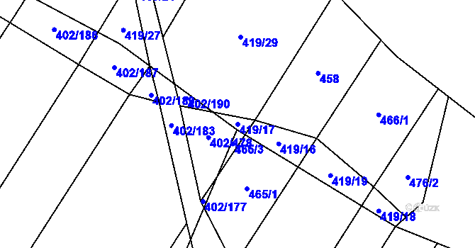 Parcela st. 419/17 v KÚ Zhoř u Tábora, Katastrální mapa
