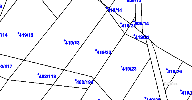 Parcela st. 419/20 v KÚ Zhoř u Tábora, Katastrální mapa