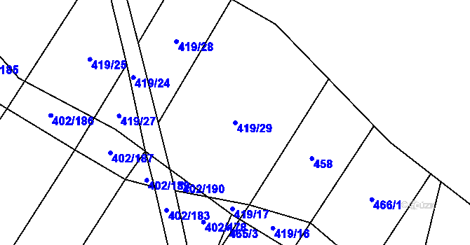 Parcela st. 419/29 v KÚ Zhoř u Tábora, Katastrální mapa