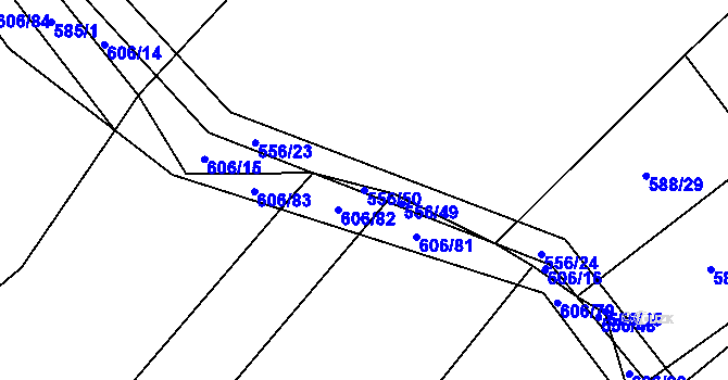 Parcela st. 556/50 v KÚ Zhoř u Tábora, Katastrální mapa