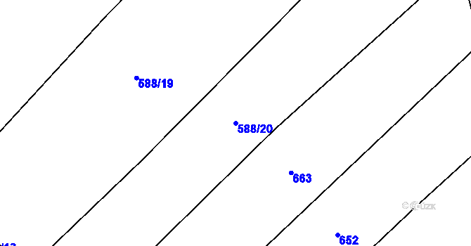 Parcela st. 588/20 v KÚ Zhoř u Tábora, Katastrální mapa