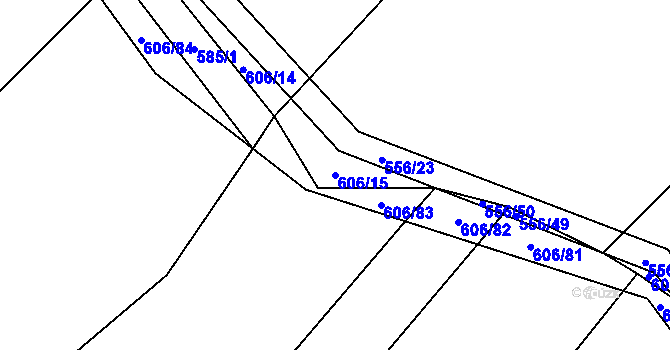 Parcela st. 606/15 v KÚ Zhoř u Tábora, Katastrální mapa