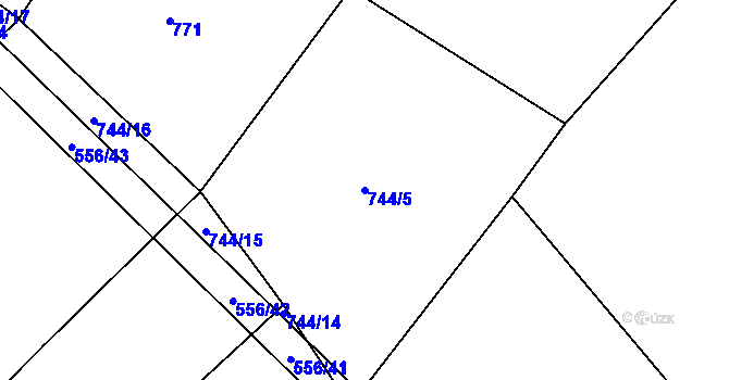 Parcela st. 744/5 v KÚ Zhoř u Tábora, Katastrální mapa