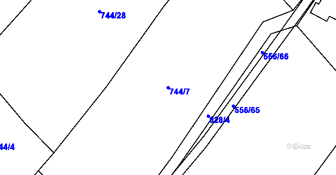 Parcela st. 744/7 v KÚ Zhoř u Tábora, Katastrální mapa
