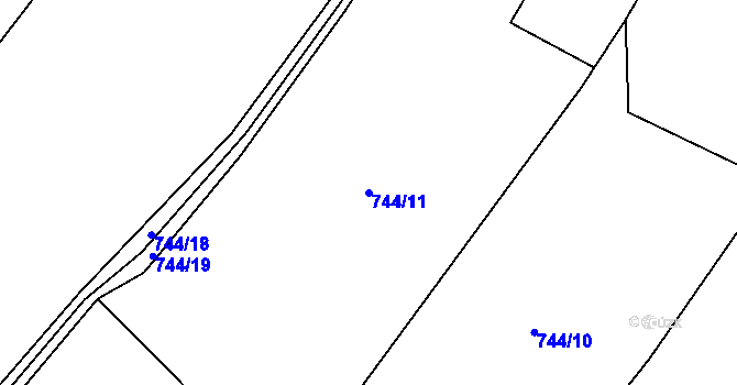Parcela st. 744/11 v KÚ Zhoř u Tábora, Katastrální mapa