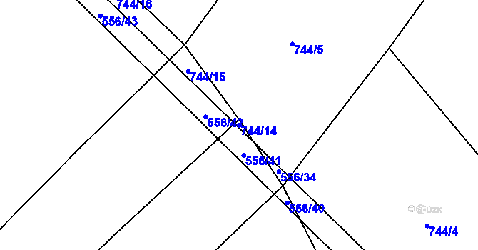 Parcela st. 744/14 v KÚ Zhoř u Tábora, Katastrální mapa