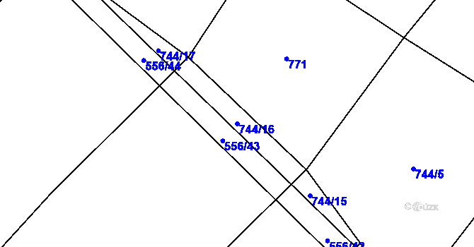 Parcela st. 744/16 v KÚ Zhoř u Tábora, Katastrální mapa