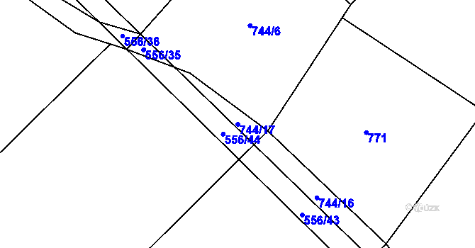 Parcela st. 744/17 v KÚ Zhoř u Tábora, Katastrální mapa
