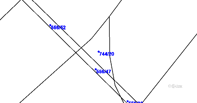 Parcela st. 744/20 v KÚ Zhoř u Tábora, Katastrální mapa