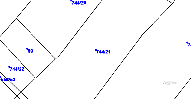 Parcela st. 744/21 v KÚ Zhoř u Tábora, Katastrální mapa