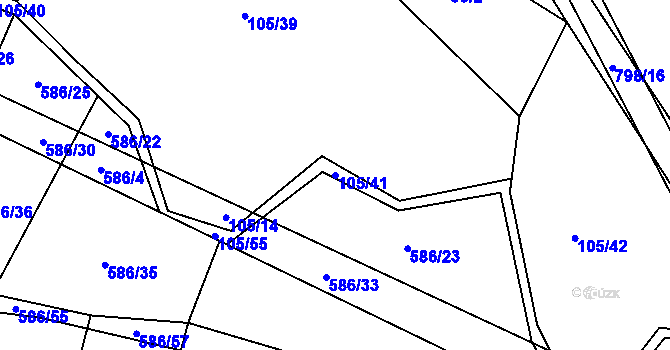 Parcela st. 105/41 v KÚ Zhoř u Tábora, Katastrální mapa