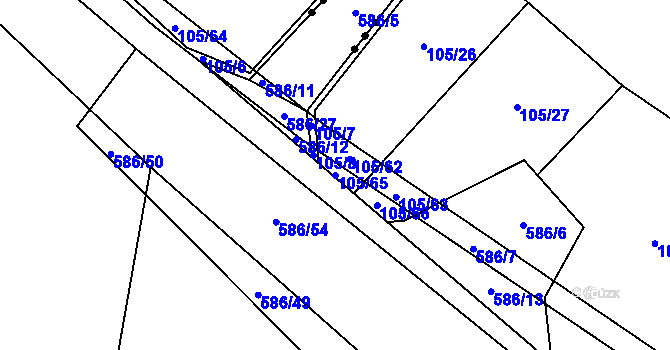 Parcela st. 105/65 v KÚ Zhoř u Tábora, Katastrální mapa