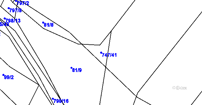 Parcela st. 747/41 v KÚ Zhoř u Tábora, Katastrální mapa