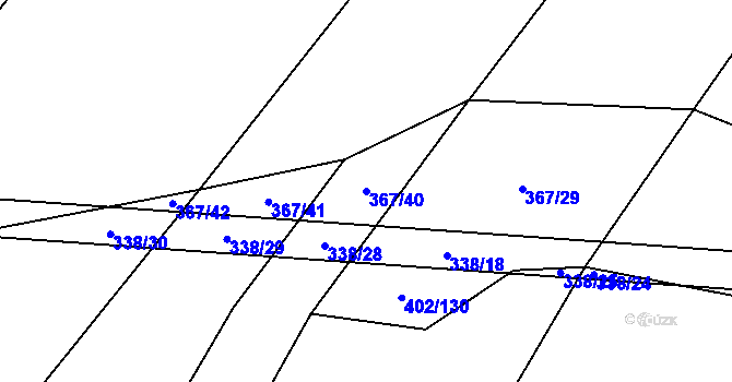 Parcela st. 367/40 v KÚ Zhoř u Tábora, Katastrální mapa
