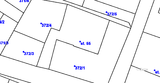 Parcela st. 55 v KÚ Zhoř u Tábora, Katastrální mapa