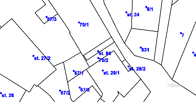 Parcela st. 85 v KÚ Zhoř u Tábora, Katastrální mapa