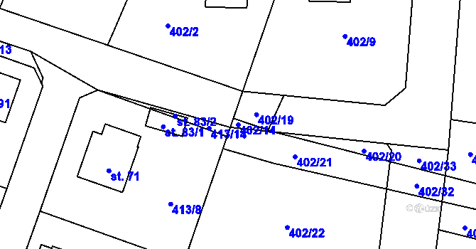 Parcela st. 402/14 v KÚ Zhoř u Tábora, Katastrální mapa