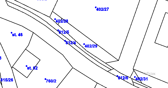 Parcela st. 402/29 v KÚ Zhoř u Tábora, Katastrální mapa
