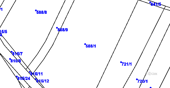 Parcela st. 588/1 v KÚ Zhoř u Tábora, Katastrální mapa