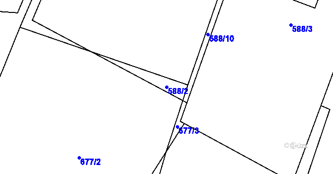 Parcela st. 588/2 v KÚ Zhoř u Tábora, Katastrální mapa
