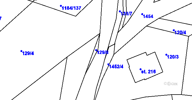 Parcela st. 129/8 v KÚ Maršov u Veverské Bítýšky, Katastrální mapa