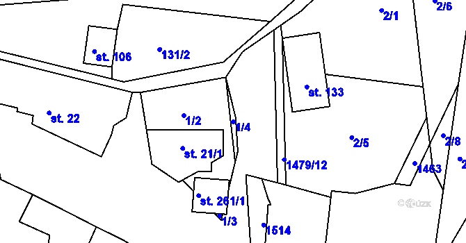 Parcela st. 1/4 v KÚ Maršov u Veverské Bítýšky, Katastrální mapa