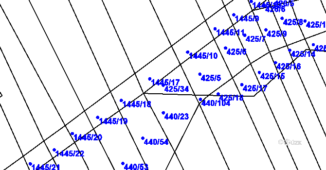 Parcela st. 425/34 v KÚ Maršov u Veverské Bítýšky, Katastrální mapa