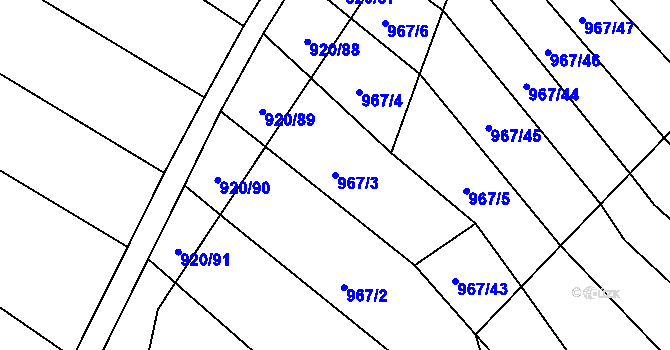 Parcela st. 967/3 v KÚ Maršov u Veverské Bítýšky, Katastrální mapa