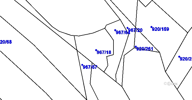 Parcela st. 967/18 v KÚ Maršov u Veverské Bítýšky, Katastrální mapa