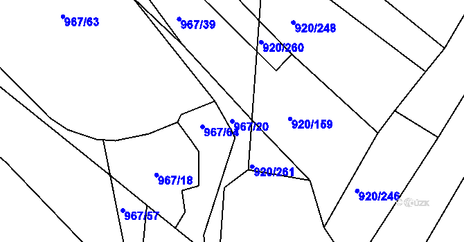 Parcela st. 967/20 v KÚ Maršov u Veverské Bítýšky, Katastrální mapa