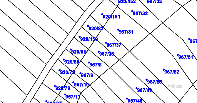 Parcela st. 967/36 v KÚ Maršov u Veverské Bítýšky, Katastrální mapa