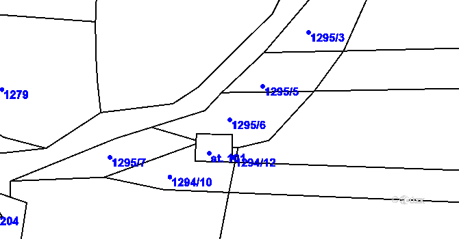 Parcela st. 1295/6 v KÚ Maršov u Veverské Bítýšky, Katastrální mapa