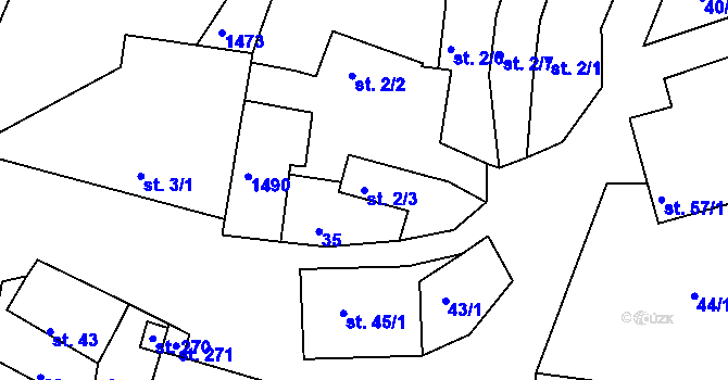 Parcela st. 2/3 v KÚ Maršov u Veverské Bítýšky, Katastrální mapa