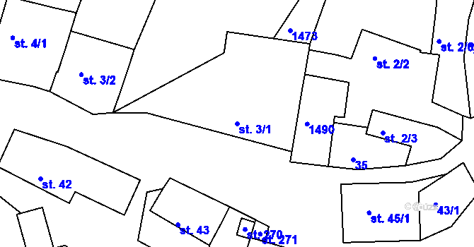 Parcela st. 3/1 v KÚ Maršov u Veverské Bítýšky, Katastrální mapa