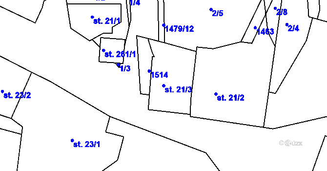 Parcela st. 21/3 v KÚ Maršov u Veverské Bítýšky, Katastrální mapa