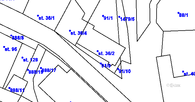 Parcela st. 36/2 v KÚ Maršov u Veverské Bítýšky, Katastrální mapa