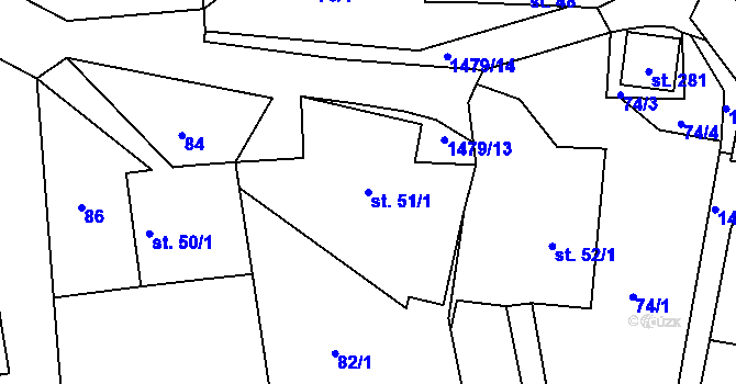 Parcela st. 51/1 v KÚ Maršov u Veverské Bítýšky, Katastrální mapa