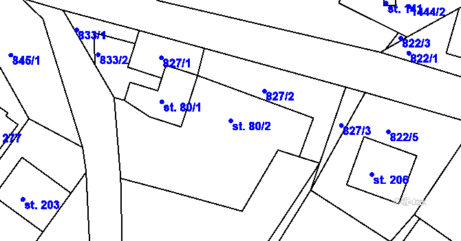Parcela st. 80/2 v KÚ Maršov u Veverské Bítýšky, Katastrální mapa