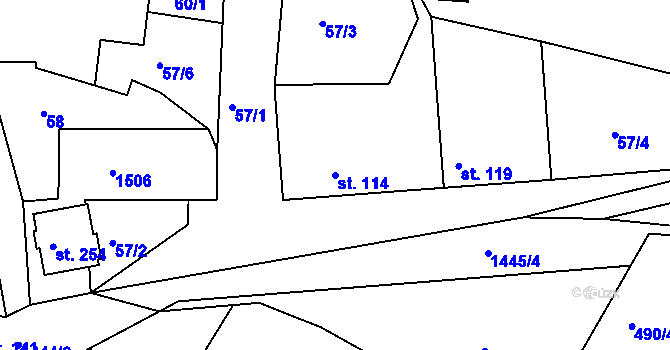 Parcela st. 114 v KÚ Maršov u Veverské Bítýšky, Katastrální mapa
