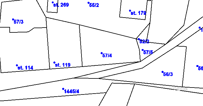 Parcela st. 57/4 v KÚ Maršov u Veverské Bítýšky, Katastrální mapa