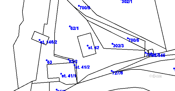 Parcela st. 42 v KÚ Maršov u Úpice, Katastrální mapa