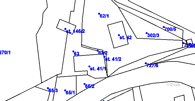 Parcela st. 62/2 v KÚ Maršov u Úpice, Katastrální mapa