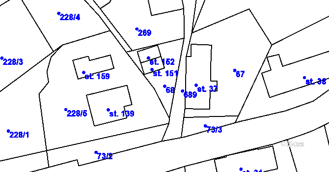 Parcela st. 68 v KÚ Maršov u Úpice, Katastrální mapa