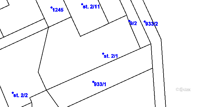 Parcela st. 2/1 v KÚ Maršovice u Benešova, Katastrální mapa