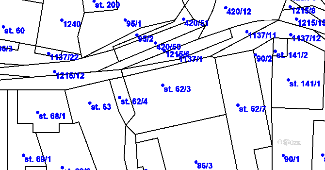 Parcela st. 62/3 v KÚ Maršovice u Benešova, Katastrální mapa